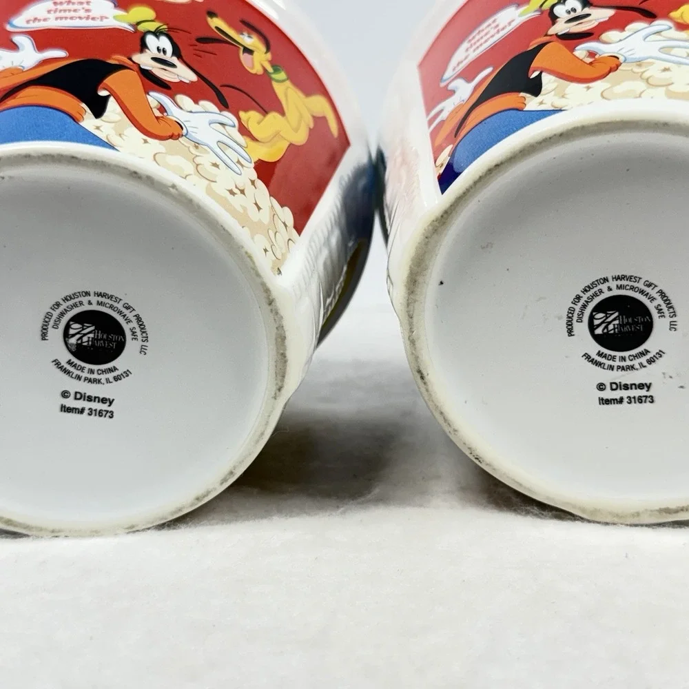 Disney Ceramic Popcorn Buckets Bowl Set /2 Mickey Mouse, Donald, Goofy & Minnie